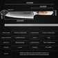 Technical specifications of Damara Taisho 8 inch Kiritsuke knife showing 222g weight and 60 HRC hardness
